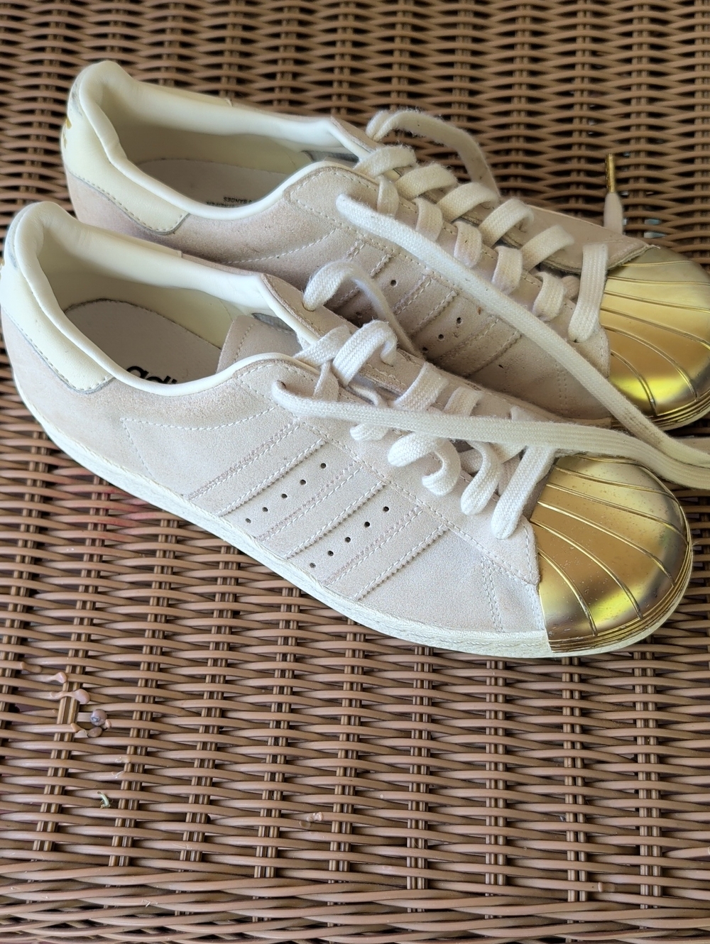 Adidas Superstar 80s trainers metallic gold Toes Shoes Sneakers Women's 8.5